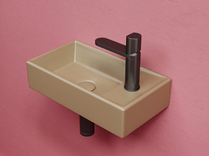 Умывальник CERAMICANOVA Element подвесной прямоугольный (чаша слева, отверстие под смеситель справа) цвет капучино матовый CN6051LMC