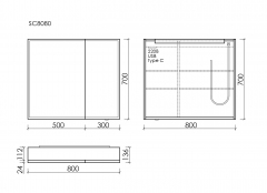 Зеркальный шкаф SANCOS для ванной комнаты из алюминия SANCOS Evoke 800x700х136 мм с LED подсветкой арт. SC8080