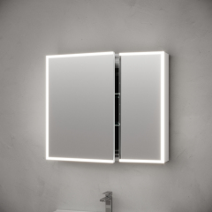 Зеркальный шкаф SANCOS для ванной комнаты из алюминия SANCOS Evoke 800x700х136 мм с LED подсветкой арт. SC8080