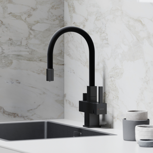 Смеситель для кухни Sancos Arno с гибким изливом, цвет матовый черный/черный, SC4005MB