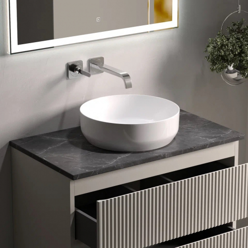 Столешница для ванной комнаты SANCOS 800х460 без отверстия под смеситель, цвет black sky, артикул TT80A1, TT80A1