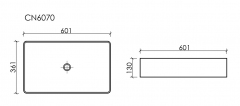 Накладная раковина CERAMICANOVA Element 601x361x130 мм CN6070