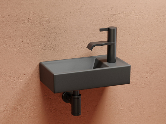 Умывальник CERAMICANOVA Element подвесной прямоугольный (чаша слева, отверстие под смеситель справа) цвет темный антрацит матовый CN6051LMDH