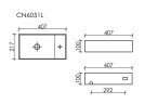 Умывальник CERAMICANOVA Element подвесной прямоугольный (чаша слева, отверстие под смеситель справа) цвет темный антрацит матовый CN6051LMDH