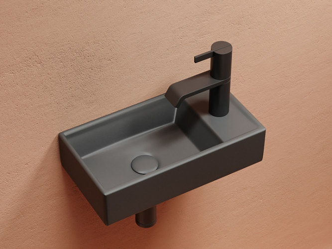 Умывальник CERAMICANOVA Element подвесной прямоугольный (чаша слева, отверстие под смеситель справа) цвет темный антрацит матовый CN6051LMDH