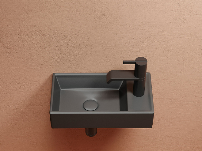 Умывальник CERAMICANOVA Element подвесной прямоугольный (чаша слева, отверстие под смеситель справа) цвет темный антрацит матовый CN6051LMDH