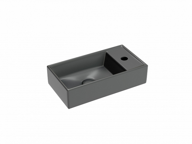 Умывальник CERAMICANOVA Element подвесной прямоугольный (чаша слева, отверстие под смеситель справа) цвет темный антрацит матовый CN6051LMDH