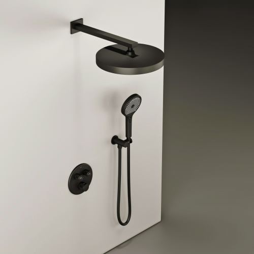 Душевой комплект SANCOS Space встраиваемый c термостатическим смесителем, цвет черный матовый , SC3006MB