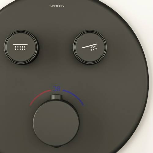 Душевой комплект SANCOS Space встраиваемый c термостатическим смесителем, цвет черный матовый , SC3006MB