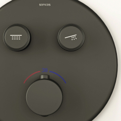 Душевой комплект SANCOS Space встраиваемый c термостатическим смесителем, цвет черный матовый , SC3006MB