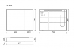 Зеркальный шкаф SANCOS для ванной комнаты из алюминия SANCOS Evoke 900x700х136 мм с LED подсветкой, SC8090