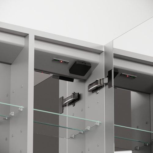 Зеркальный шкаф SANCOS для ванной комнаты из алюминия SANCOS Evoke 900x700х136 мм с LED подсветкой, SC8090