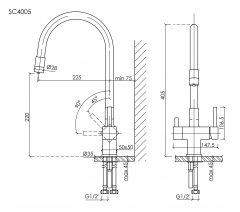 Смеситель для кухни Sancos Arno с гибким изливом, цвет хром/черный, SC4005CH