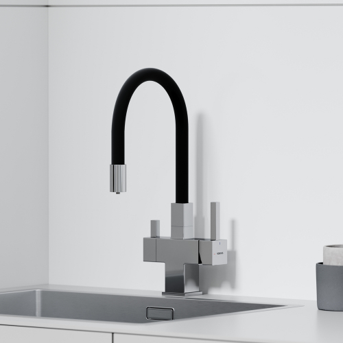 Смеситель для кухни Sancos Arno с гибким изливом, цвет хром/черный, SC4005CH