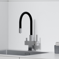 Смеситель для кухни Sancos Arno с гибким изливом, цвет хром/черный, SC4005CH