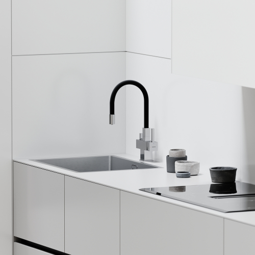Смеситель для кухни Sancos Arno с гибким изливом, цвет хром/черный, SC4005CH