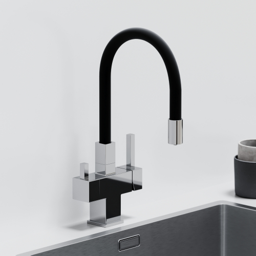 Смеситель для кухни Sancos Arno с гибким изливом, цвет хром/черный, SC4005CH