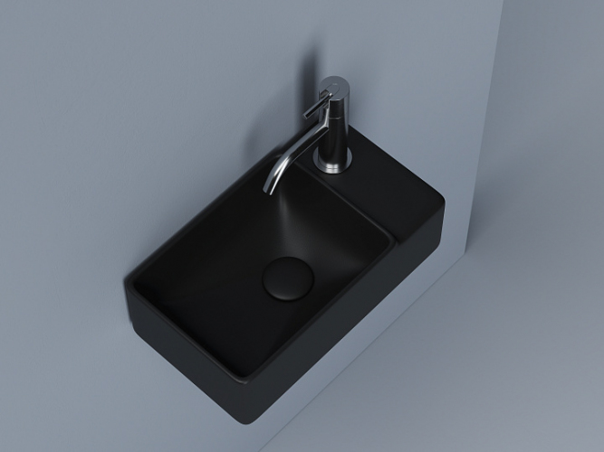 Умывальник CERAMICANOVA Element подвесной прямоугольный (чаша слева, отверстие под смеситель справа) цвет черный матовый CN5045MB