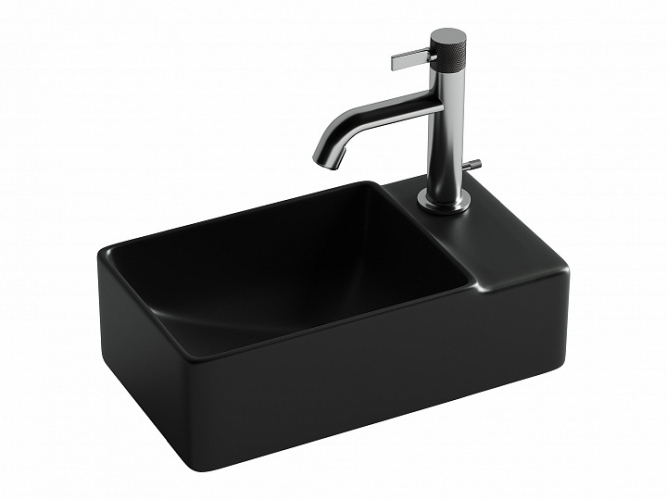 Умывальник CERAMICANOVA Element подвесной прямоугольный (чаша слева, отверстие под смеситель справа) цвет черный матовый CN5045MB