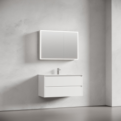 Зеркальный шкаф SANCOS для ванной комнаты из алюминия SANCOS Evoke1000x700х136 мм с LED подсветкой, SC80100