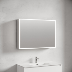 Зеркальный шкаф SANCOS для ванной комнаты из алюминия SANCOS Evoke1000x700х136 мм с LED подсветкой, SC80100