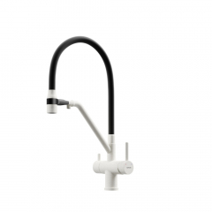Смеситель для кухни Sancos Dora с гибким изливом, цвет белый гранит/черный, SC4003GR