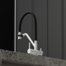Смеситель для кухни Sancos Dora с гибким изливом, цвет белый гранит/черный, SC4003GR