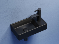 Умывальник CERAMICANOVA Element подвесной прямоугольный (чаша слева, отверстие под смеситель справа) цвет чёрный матовый CN6051LMB