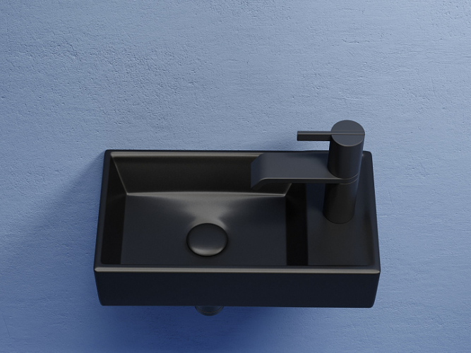 Умывальник CERAMICANOVA Element подвесной прямоугольный (чаша слева, отверстие под смеситель справа) цвет чёрный матовый CN6051LMB