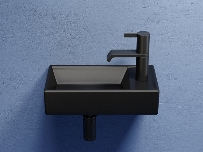 Умывальник CERAMICANOVA Element подвесной прямоугольный (чаша слева, отверстие под смеситель справа) цвет чёрный матовый CN6051LMB