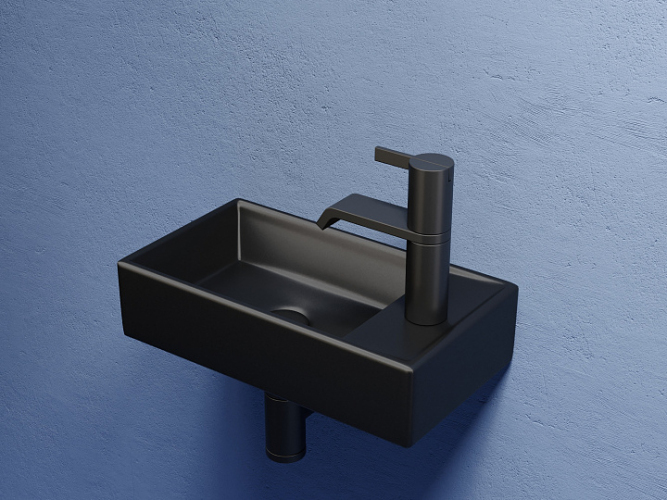 Умывальник CERAMICANOVA Element подвесной прямоугольный (чаша слева, отверстие под смеситель справа) цвет чёрный матовый CN6051LMB