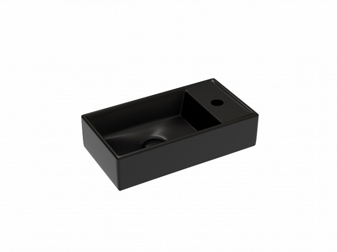 Умывальник CERAMICANOVA Element подвесной прямоугольный (чаша слева, отверстие под смеситель справа) цвет чёрный матовый CN6051LMB