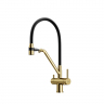 Смеситель для кухни Sancos Dora с гибким изливом, цвет брашированное золото/черный, SC4003BG