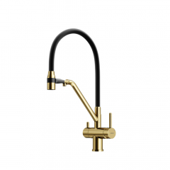 Смеситель для кухни Sancos Dora с гибким изливом, цвет брашированное золото/черный, SC4003BG