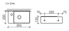 Умывальник CERAMICANOVA Element подвесной прямоугольный (чаша справа, отверстие под смеситель слева) CN5046