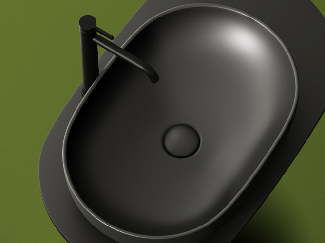 Умывальник CERAMICANOVA Element чаша накладная овальная (цвет Темный Антрацит Матовый) CN6047MDH