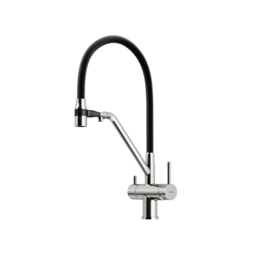 Смеситель для кухни Sancos Dora с гибким изливом, цвет брашированный никель/черный, SC4003BN