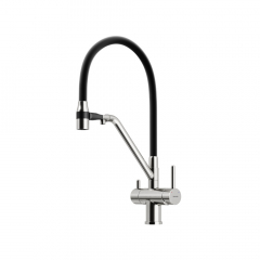Смеситель для кухни Sancos Dora с гибким изливом, цвет брашированный никель/черный, SC4003BN