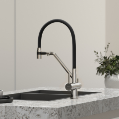 Смеситель для кухни Sancos Dora с гибким изливом, цвет брашированный никель/черный, SC4003BN