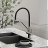 Смеситель для кухни Sancos Dora с гибким изливом, цвет брашированный никель/черный, SC4003BN