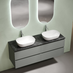 Столешница для ванной комнаты SANCOS из керамогранита SANCOS Black Sky 1400х460 c отверстием под смеситель,TT140A1X