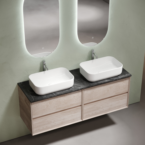 Столешница для ванной комнаты SANCOS из керамогранита SANCOS Black Sky 1400х460 c отверстием под смеситель,TT140A1X