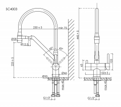 Смеситель для кухни Sancos Dora с гибким изливом, цвет вороненая сталь/черный, SC4003GG