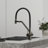 Смеситель для кухни Sancos Dora с гибким изливом, цвет вороненая сталь/черный, SC4003GG