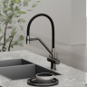 Смеситель для кухни Sancos Dora с гибким изливом, цвет вороненая сталь/черный, SC4003GG