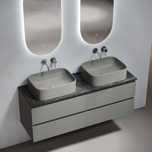 Столешница для ванной комнаты SANCOS из керамогранита SANCOS Black Sky 1400х460 без отверстия под смеситель,TT140A1