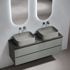 Столешница для ванной комнаты SANCOS из керамогранита SANCOS Black Sky 1400х460 без отверстия под смеситель,TT140A1