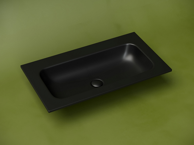 Раковина накладная CERAMICANOVA Grace прямоугольная без отверстия под смеситель, цвет черный матовый, CN7012MBwx
