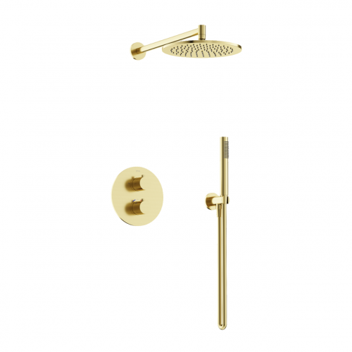 Душевой комплект с термостатом SANCOS Etna, с внутренней частью, брашированное золото, PVD покрытие, SC9010BG