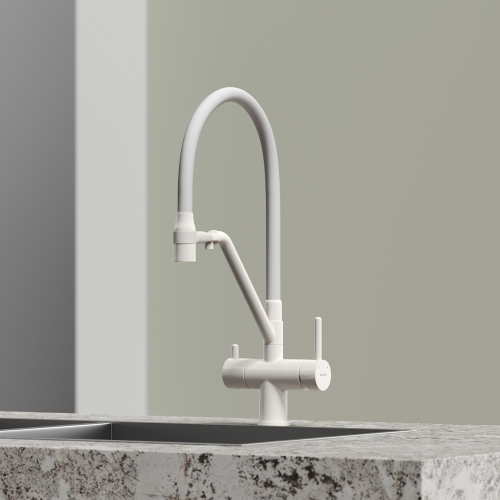 Смеситель для кухни Sancos Dora с гибким изливом, цвет матовый белый/белый, SC4003MW